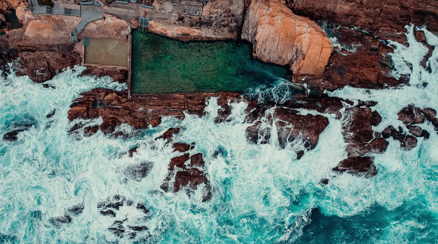 The Blue Pool at Bermagui from above